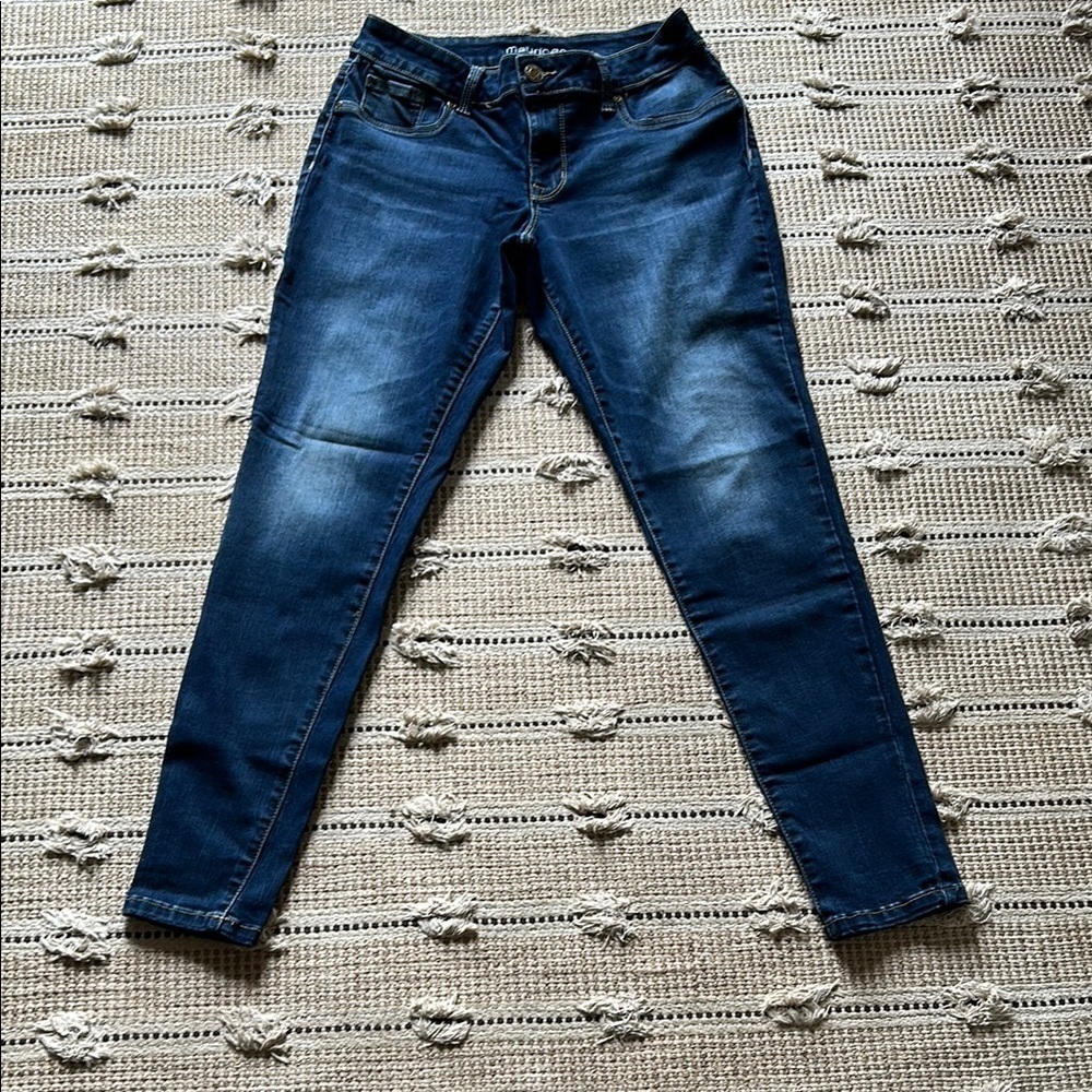 Maurices Blue Skinny Jeans with Faded Effect